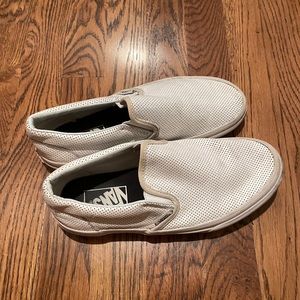 White perforated slip on vans